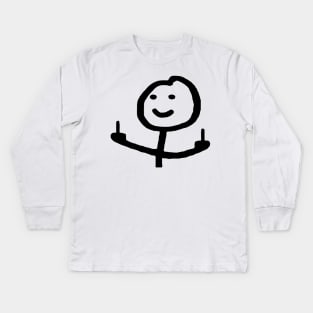 Middle Finger Stickman Kids Long Sleeve T-Shirt